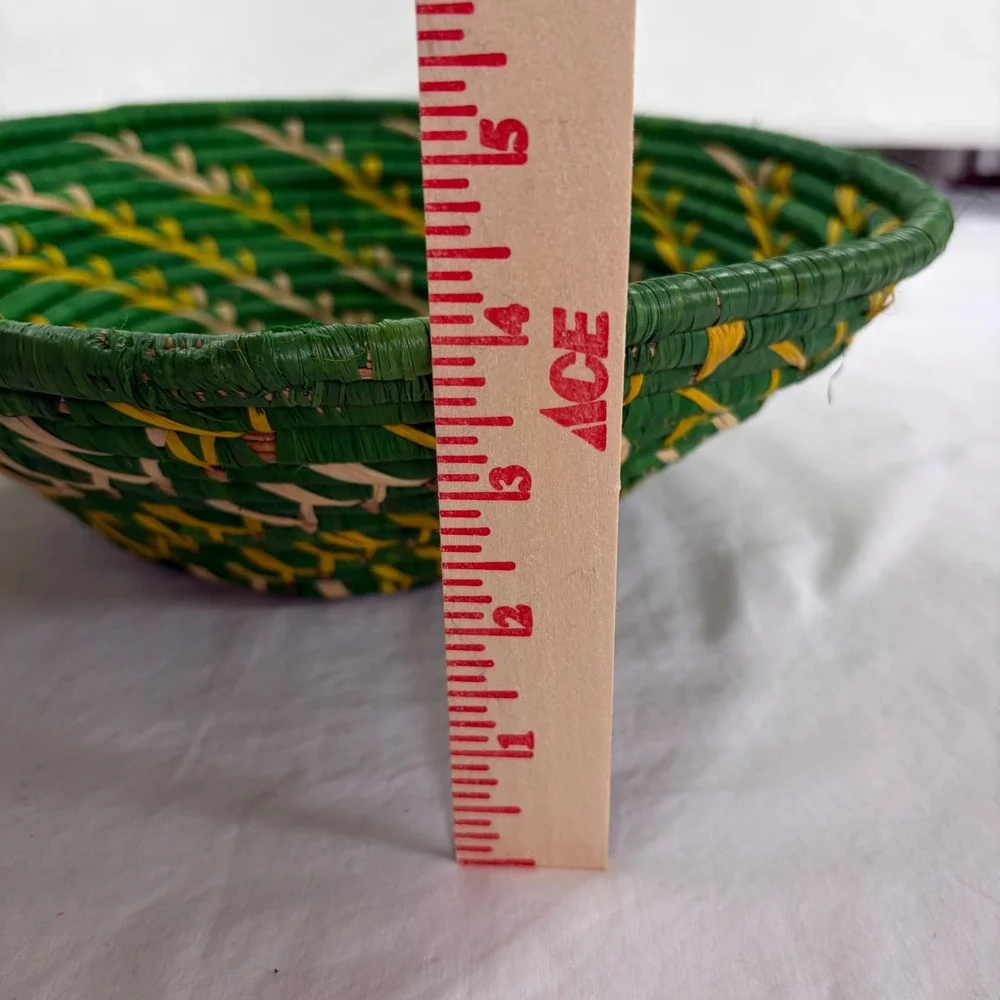Vintage African Basket Handcrafted Large Round Coiled Basket 12